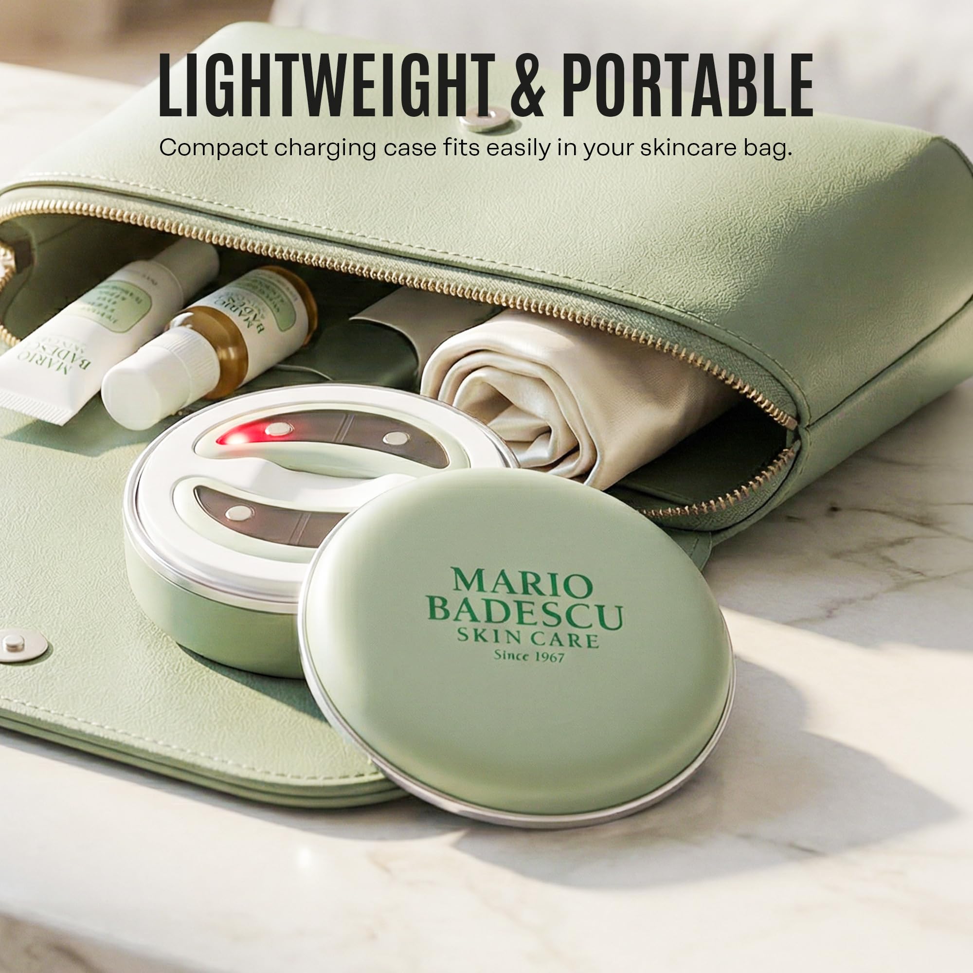 Mario Badescu device connected to USB charging for convenient rechargeability