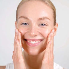 Texture of Mario Badescu enzyme gel on hand demonstrating lightweight rinse-off benefit