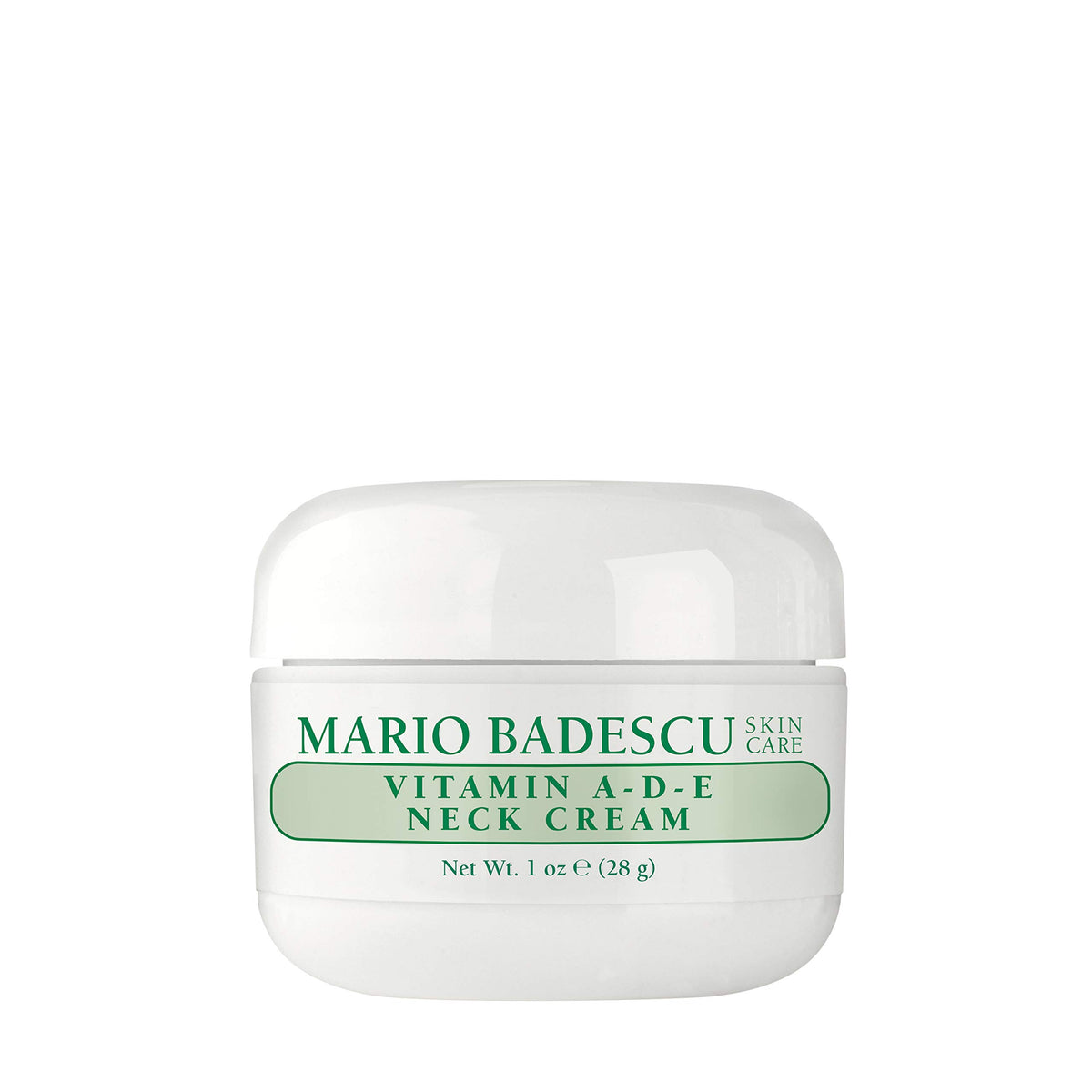 Mario Badescu jar front view showing label and compact packaging, highlights brand reliability