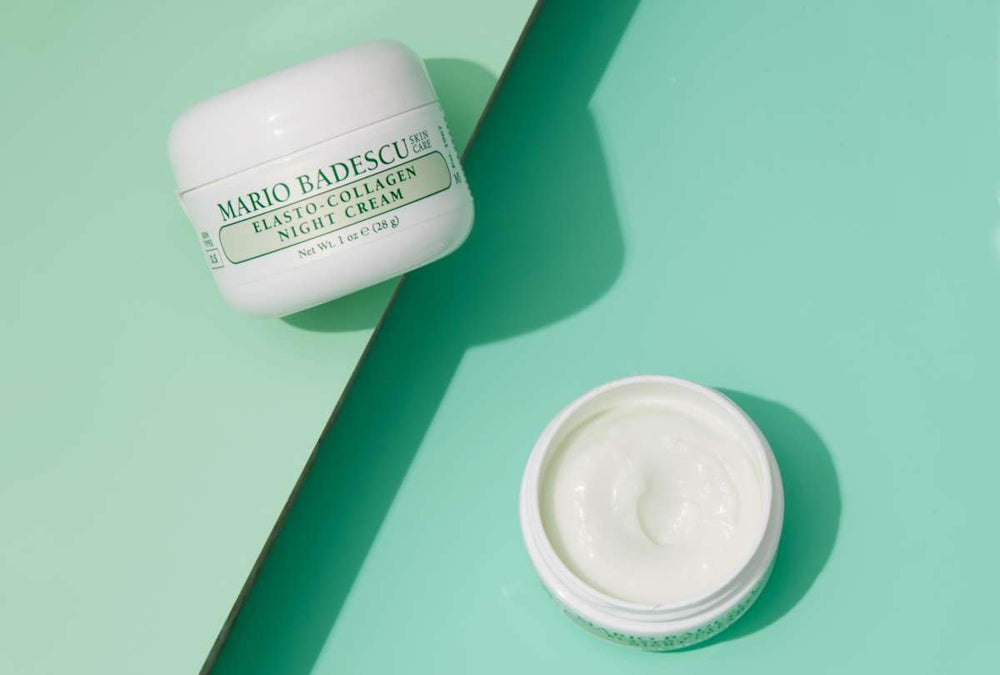 Mario Badescu night cream applied to cheek demonstrating hydration benefit