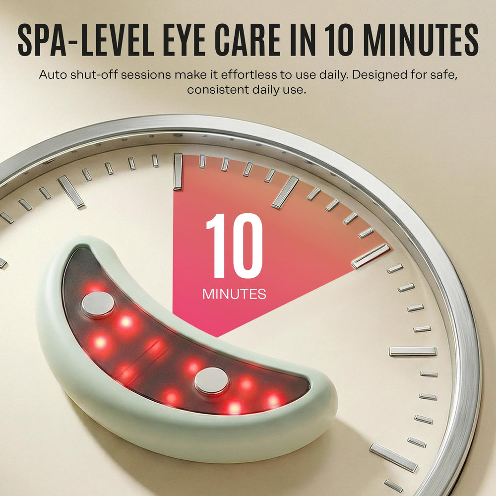 Mario Badescu patches applied under eye on model to demonstrate hands-free use