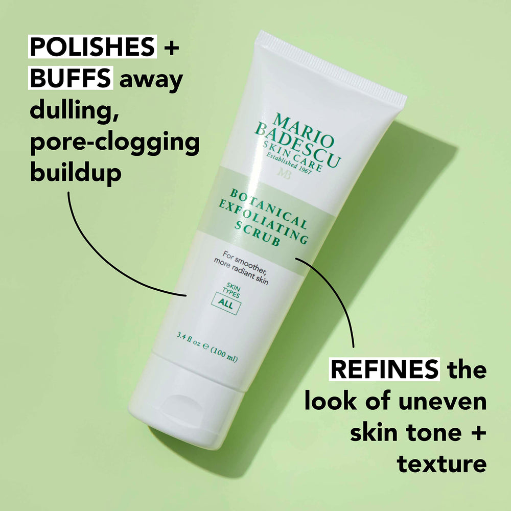 Mario Badescu tube beside a ruler showing 3.4 oz scale for size and portability benefit