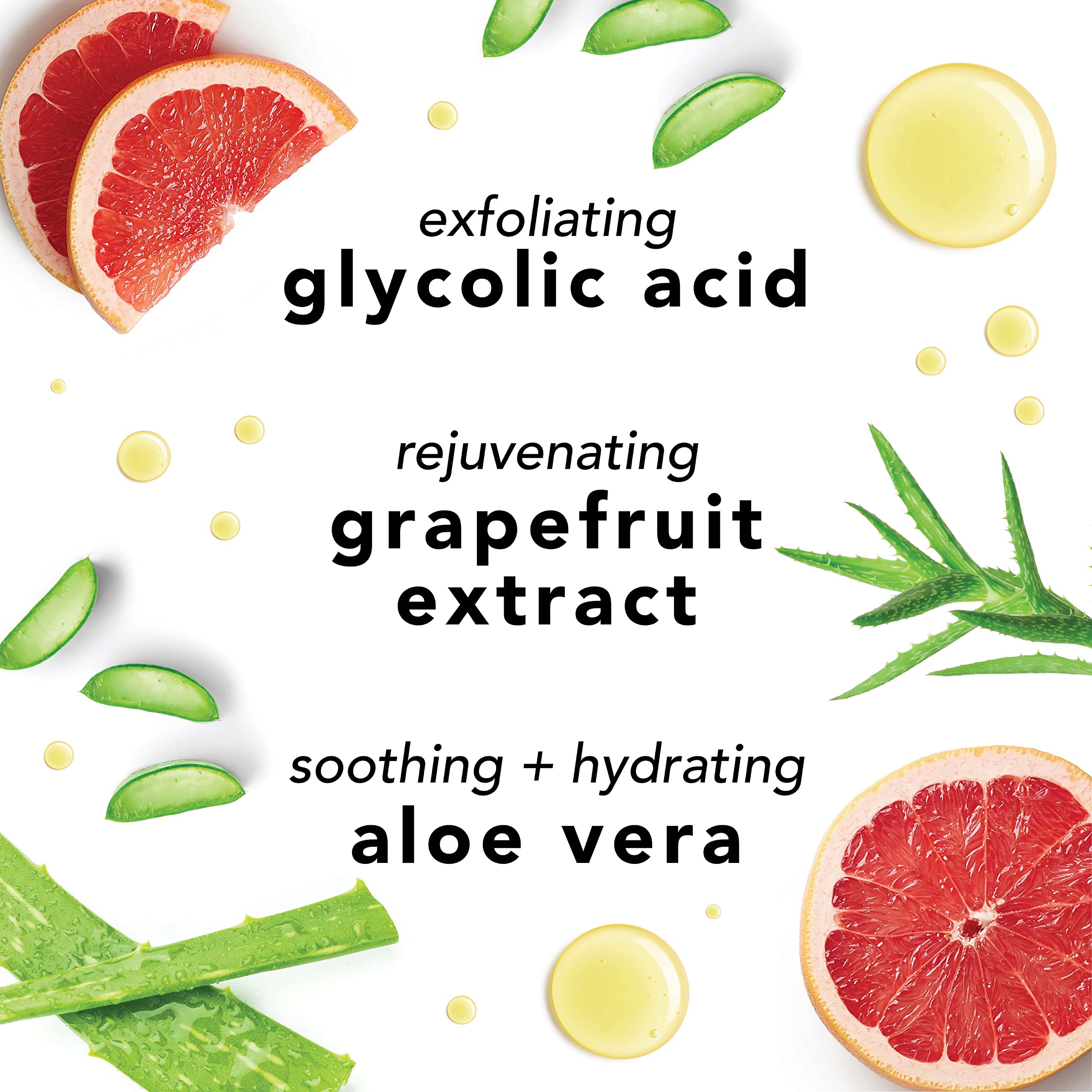 Mario Badescu ingredients visual with glycolic and papaya showing exfoliating and renewing benefit