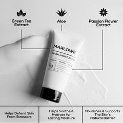 MARLOWE. applied to hand demonstrating non-greasy hydration benefit