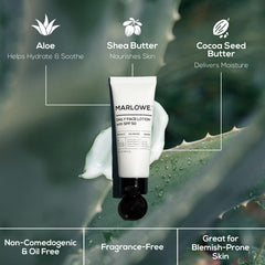 MARLOWE applied to face before sun exposure, illustrating clear blendability and comfort