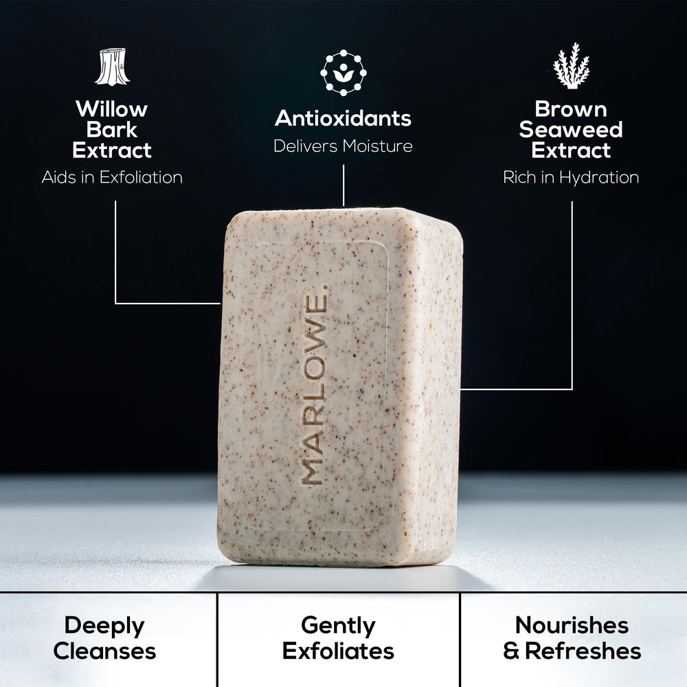 MARLOWE. bathroom lifestyle shot conveying elevated grooming and scent enjoyment