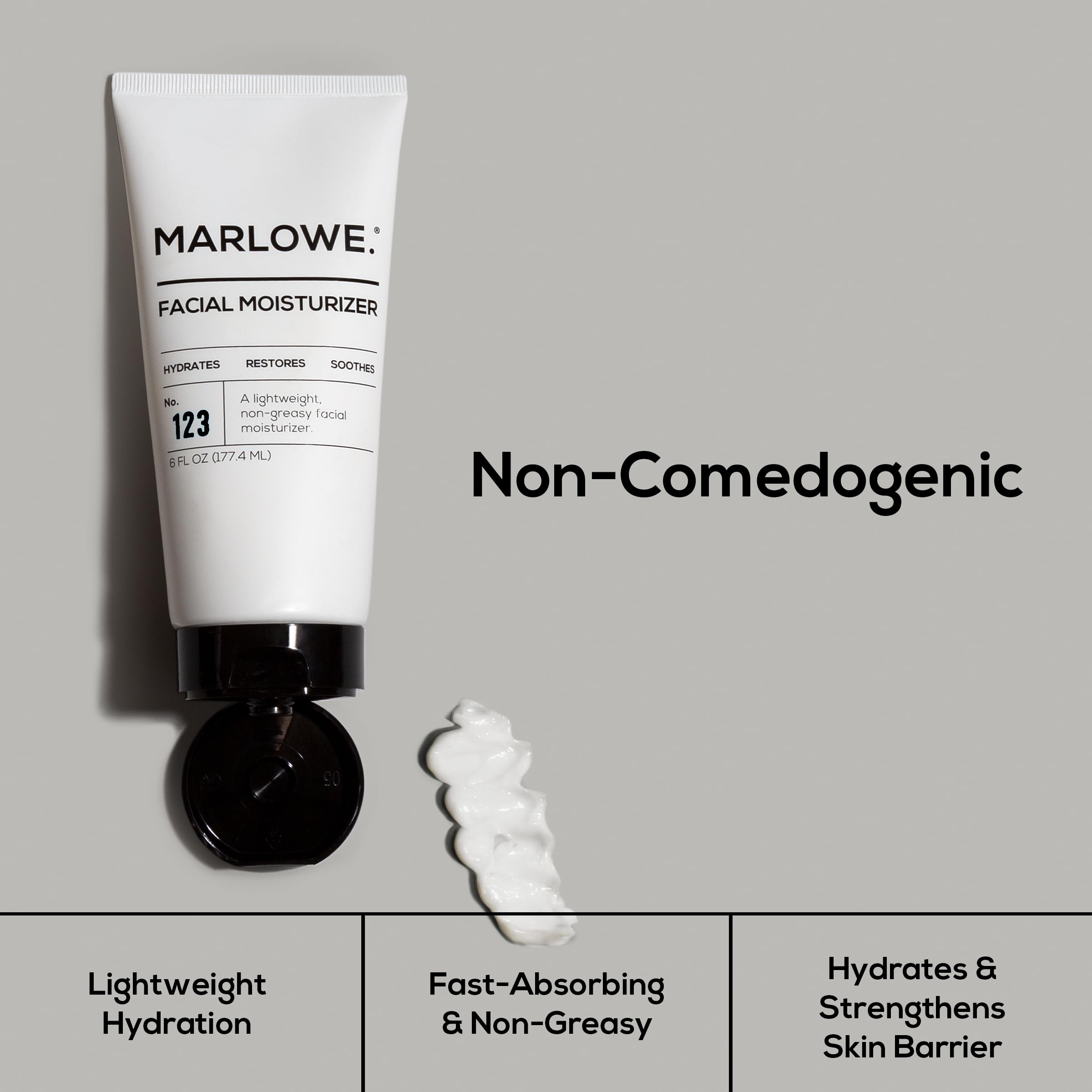 MARLOWE. ingredients label highlighting aloe and green tea benefits
