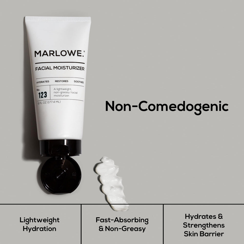 MARLOWE. ingredients label highlighting aloe and green tea benefits