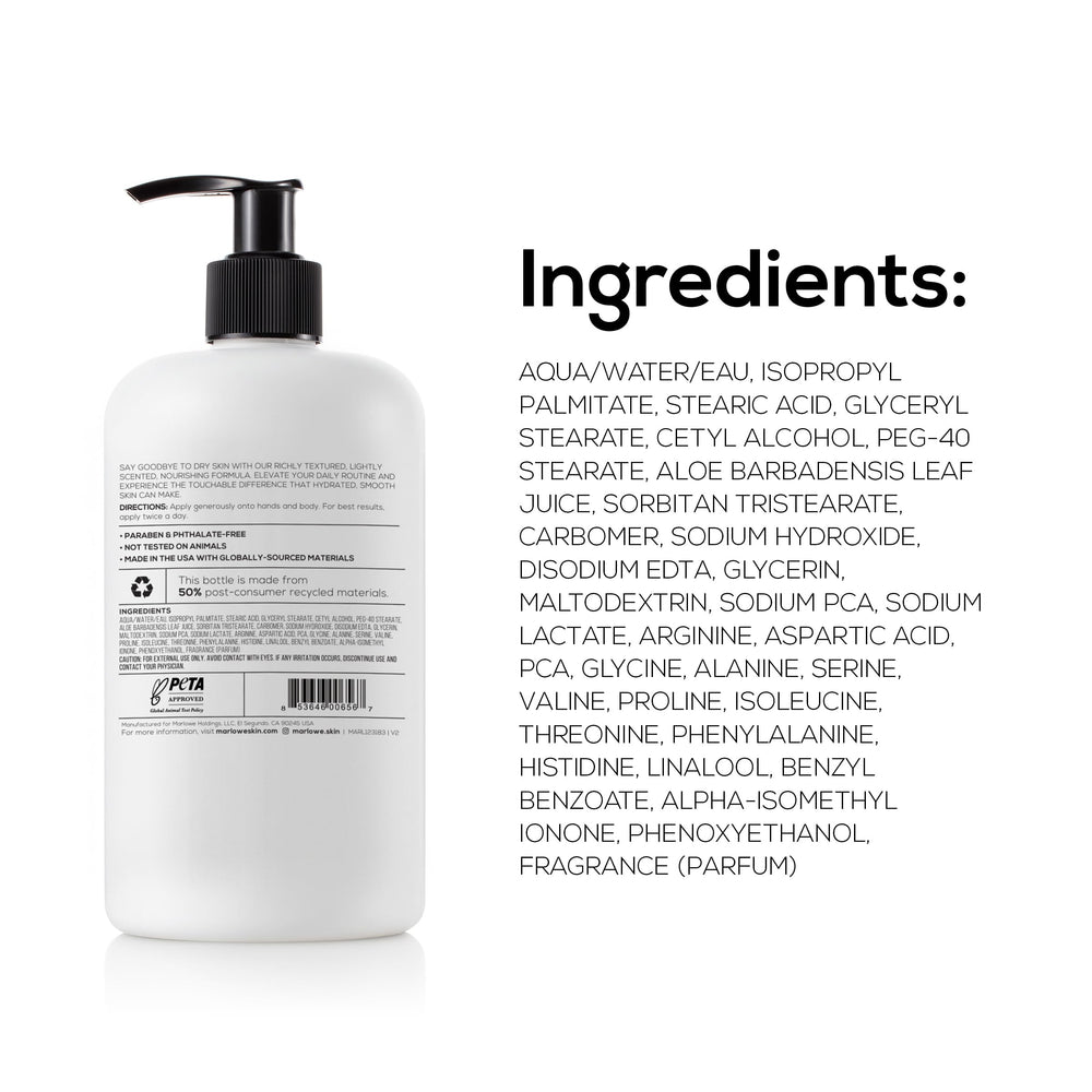 MARLOWE. pump bottle on bathroom shelf illustrating daily routine placement and accessibility