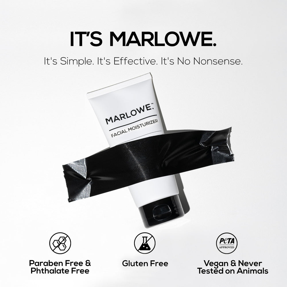 MARLOWE. bottle beside ruler showing 6 oz size for travel convenience