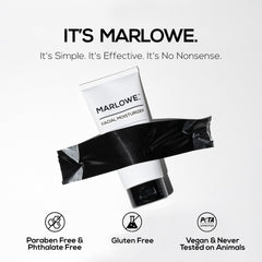 MARLOWE. bottle beside ruler showing 6 oz size for travel convenience