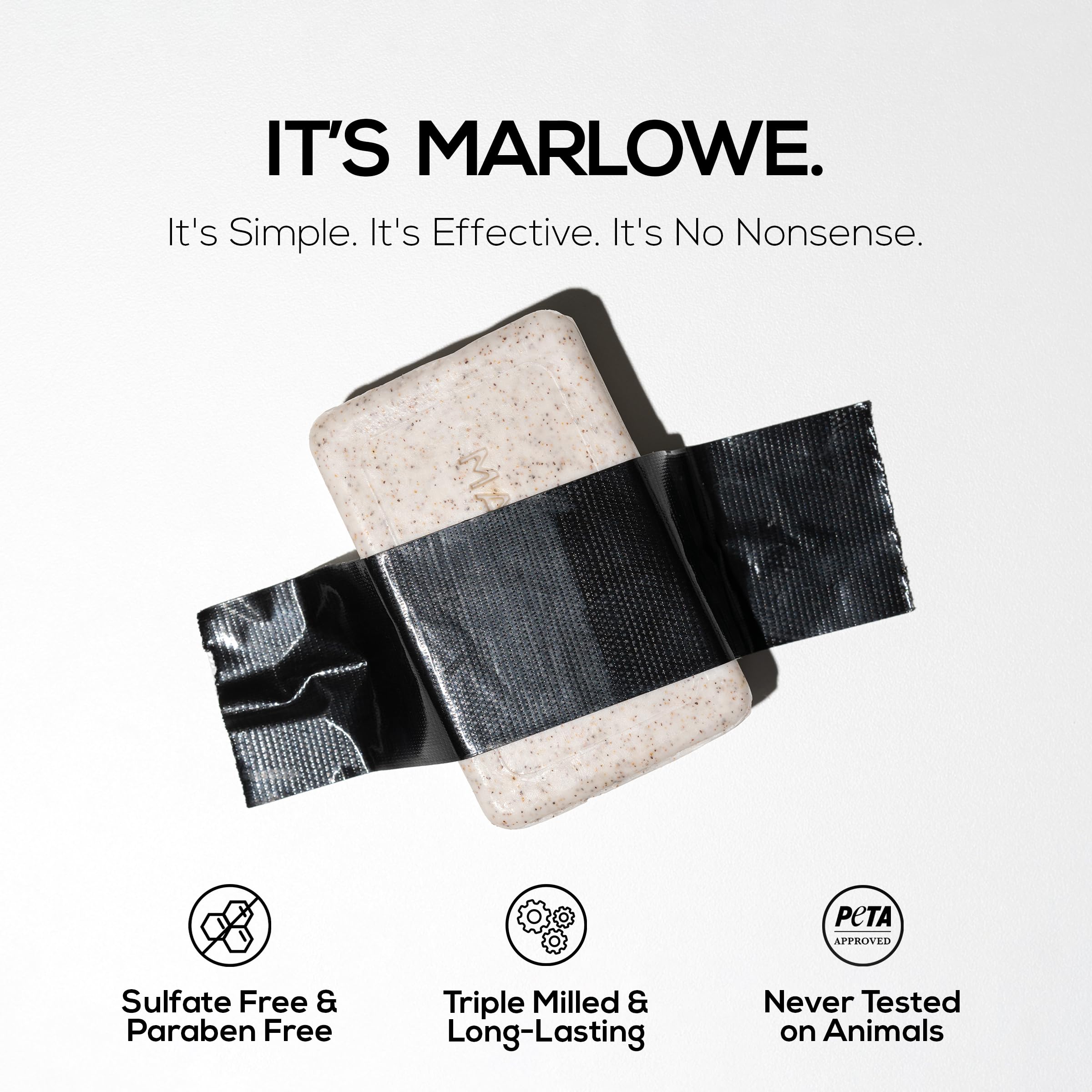 MARLOWE. stacked three bars illustrating bulk pack convenience and longevity