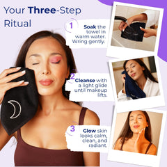 Marmaris Co. cloth in hand removing makeup illustrating effective residue lift without tugging