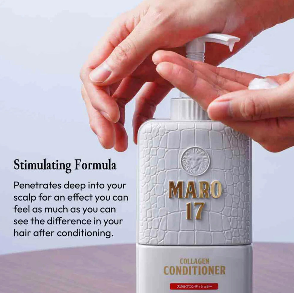 MARO17 conditioner applied during scalp massage for improved circulation