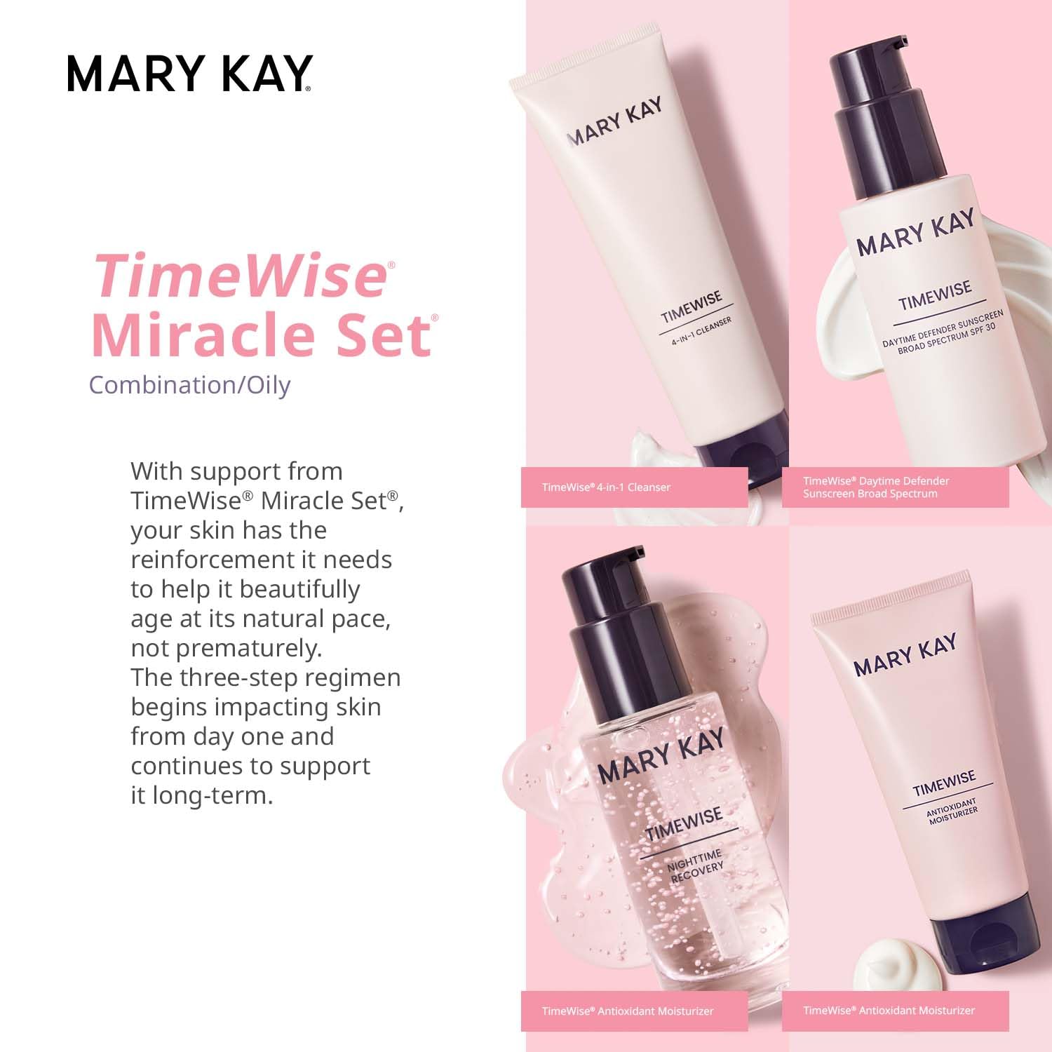 Mary Kay day treatment pump detail highlighting lightweight, non-greasy feel