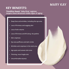 Applying Mary Kay Volu-Firm treatment in hand demonstrating smooth spreadability