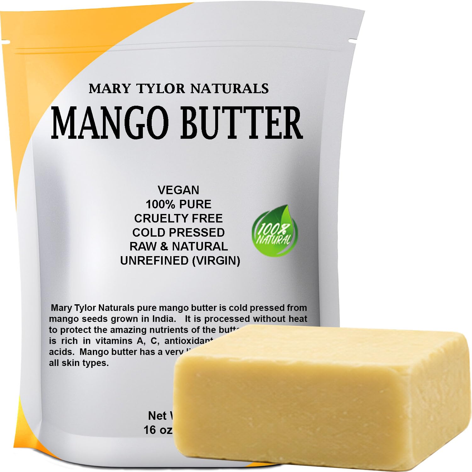 Mary Tylor Naturals front packaging showing label and net weight