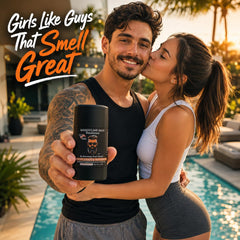 MASCULINE MAN being applied underarm demonstrating quick, stain-free protection