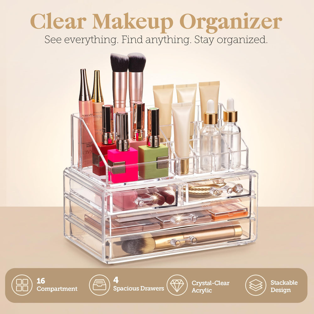 Masirs organizer top compartments close-up keeping cosmetics visible