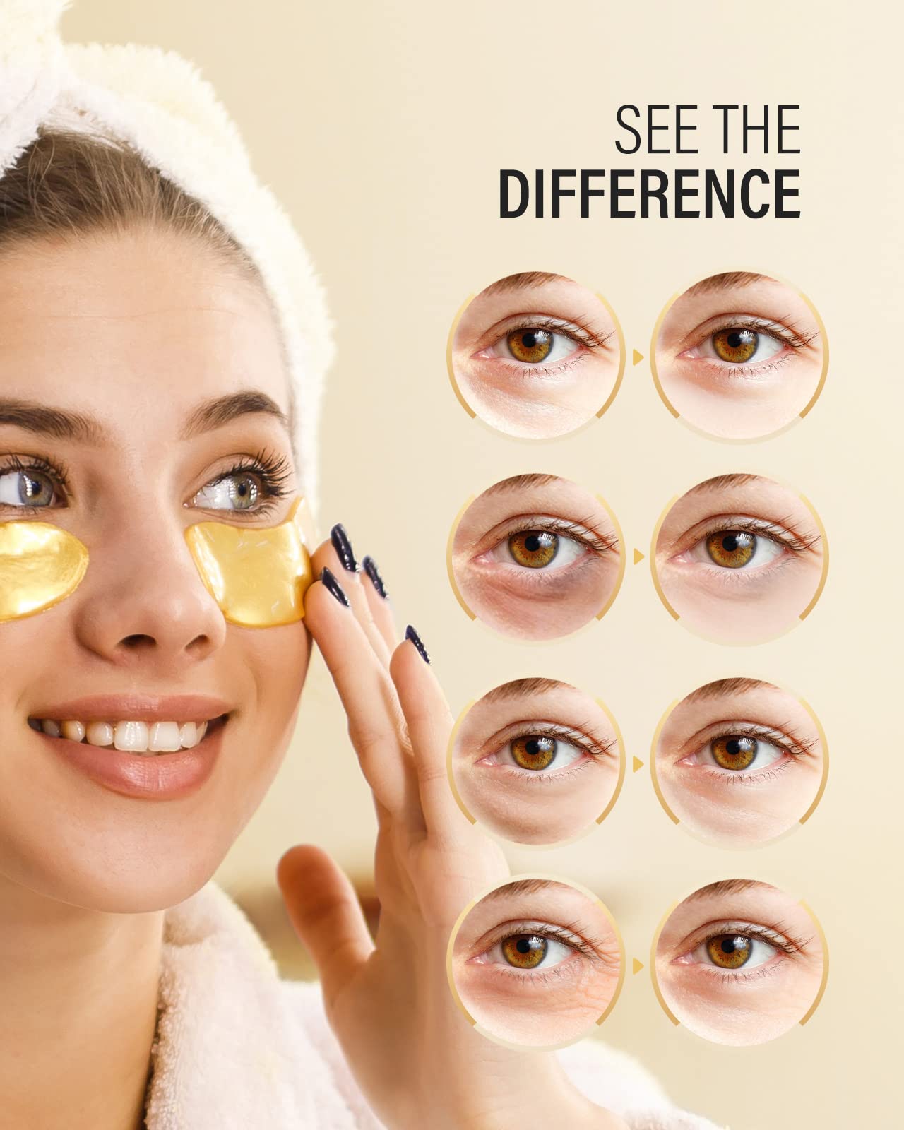 Maskiss patches applied under eye showing easy at-home use