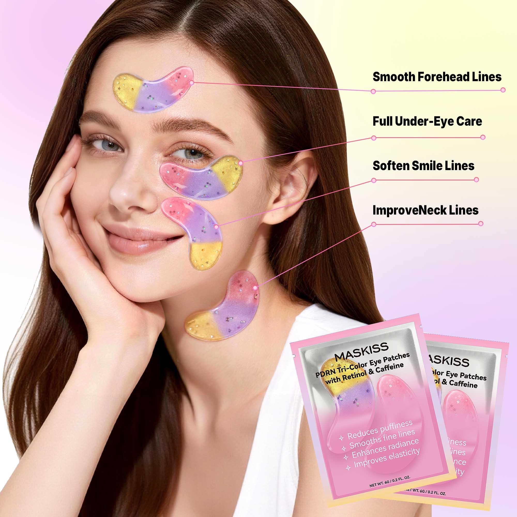 Maskiss before and after visual sample showing brighter under-eye look