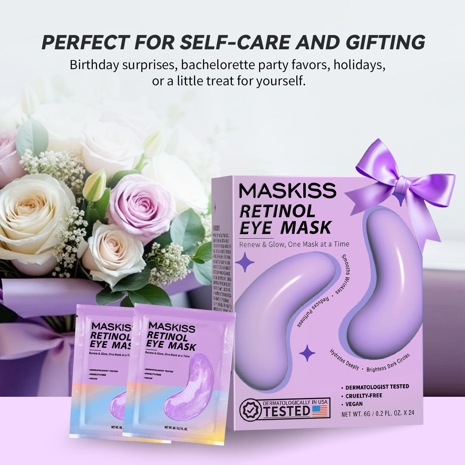 Maskiss individually sealed edge detail emphasizing freshness and portability