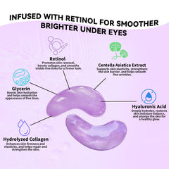 Maskiss patches applied under model eyes demonstrating de-puffing and brightening