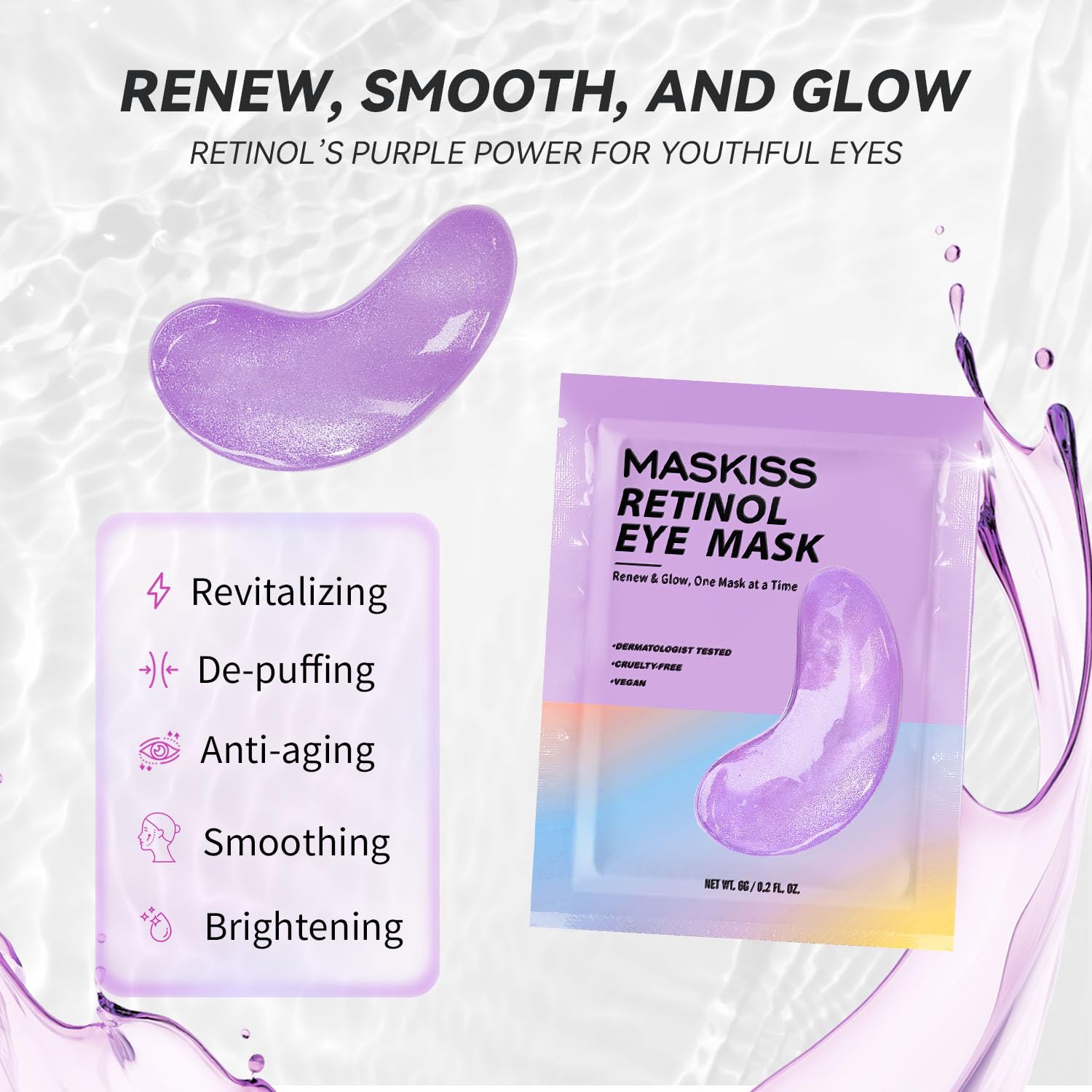Maskiss single sealed sachet opened to reveal one pair for travel-friendly skincare