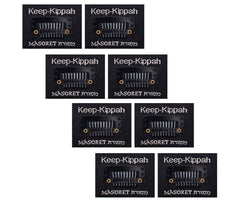 MASORET front packaging showing eight kippah clips for reliable hold
