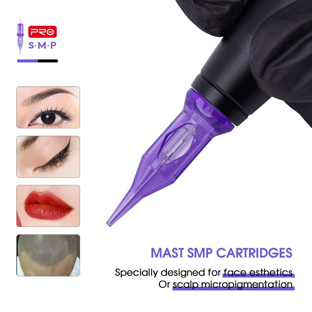 MAST TATTOO cartridge next to coin showing compact size and portability