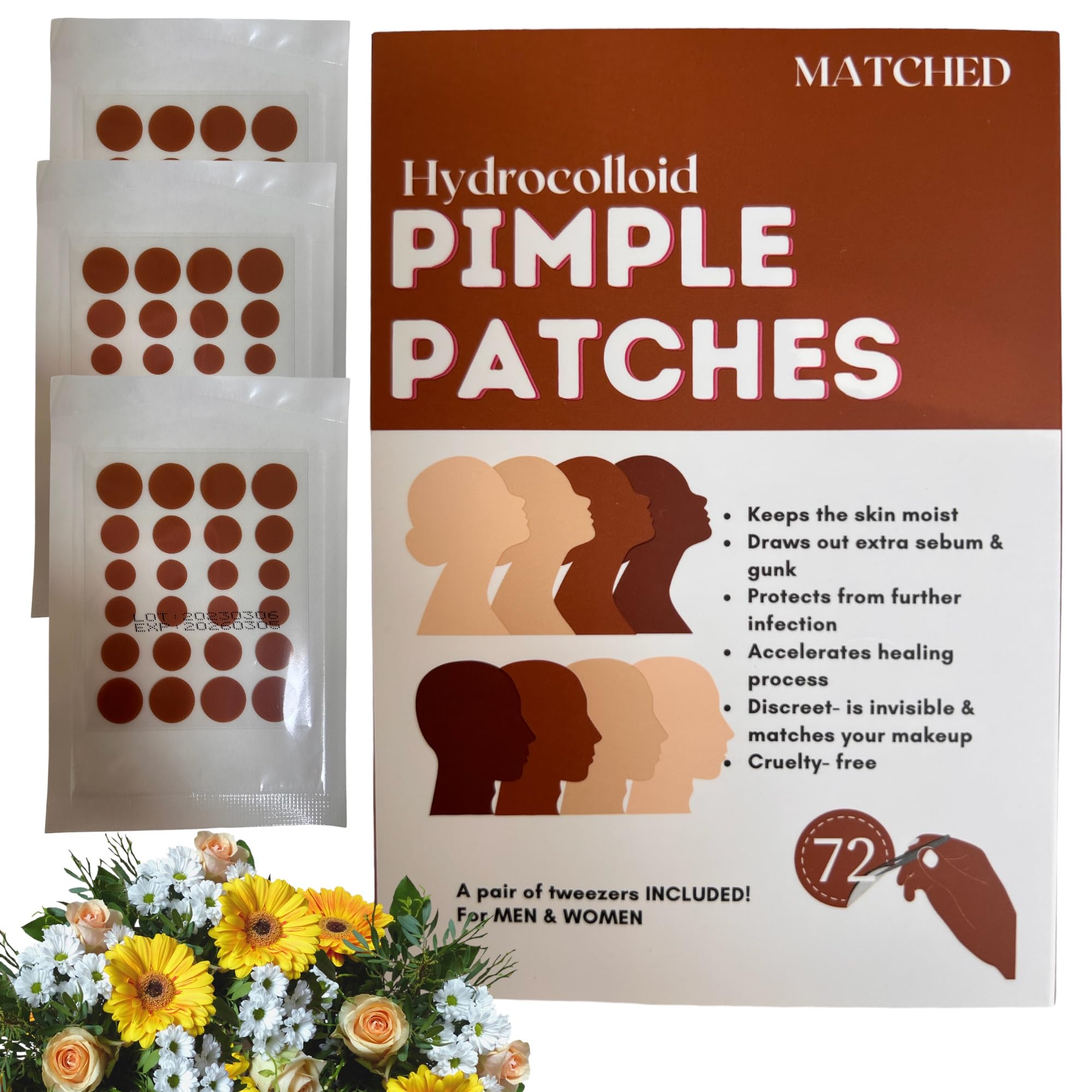 MATCHED front packaging showing 72-count and shade MONTEGO for discreet treatment