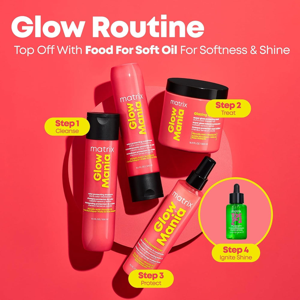 Rosehip oil and glycolic acid visuals beside products showing vibrancy-boosting benefit