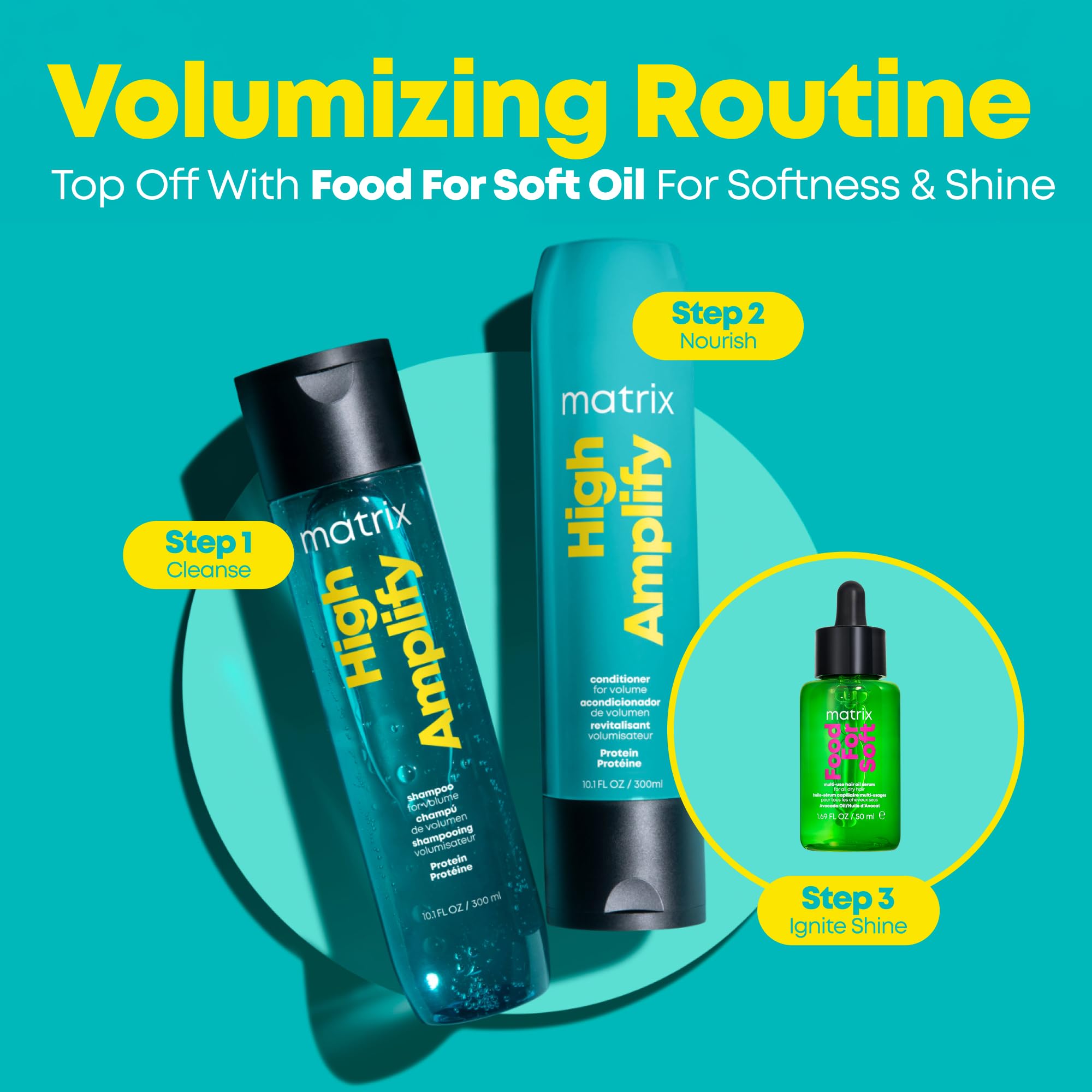 MATRIX on bathroom shelf in lifestyle scene promoting salon results
