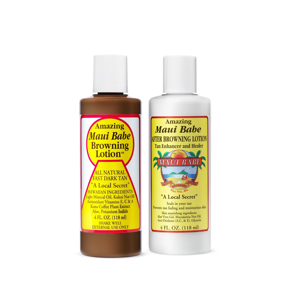 Maui Babe front packaging duo showing both 4oz bottles for travel convenience
