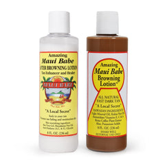 Maui Babe front packaging showing two 8 oz bottles and coconut scent benefit