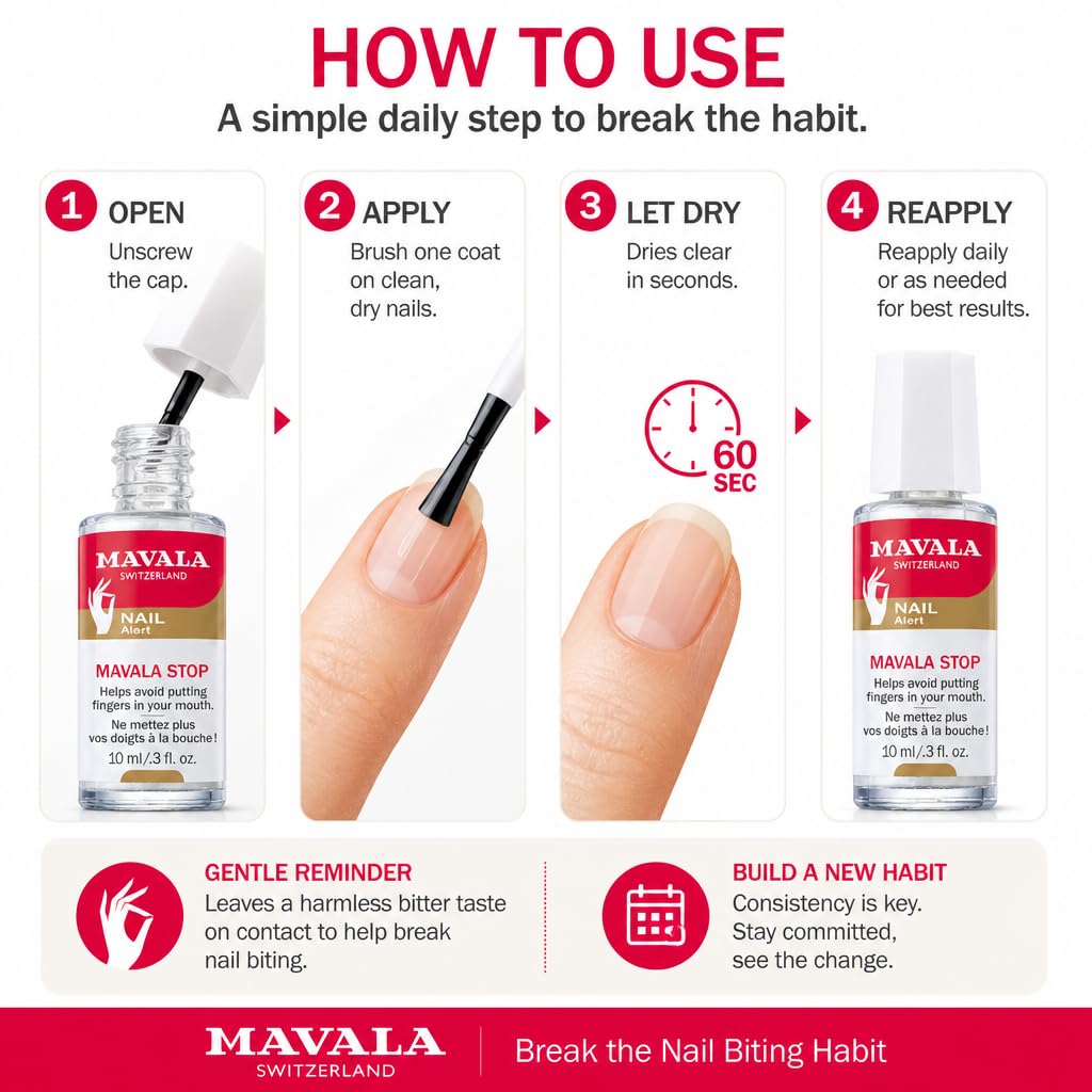MAVALA clear glossy finish on a fingernail protecting nail growth benefit
