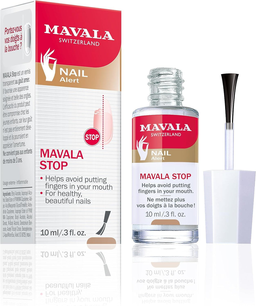 MAVALA front packaging showing the stop treatment and clear benefit