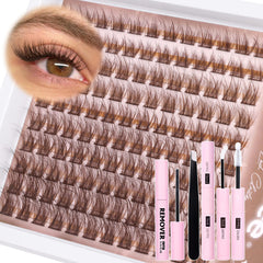 Mavphnee front packaging showing complete brown lash cluster kit for easy at-home use