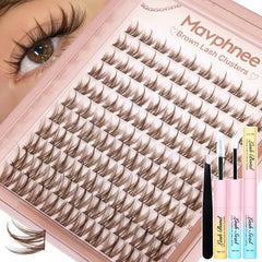 Mavphnee front packaging showing brown lash cluster kit benefits