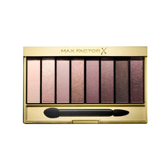 Max Factor palette front view showing the three rose-neutral shades and compact design benefit