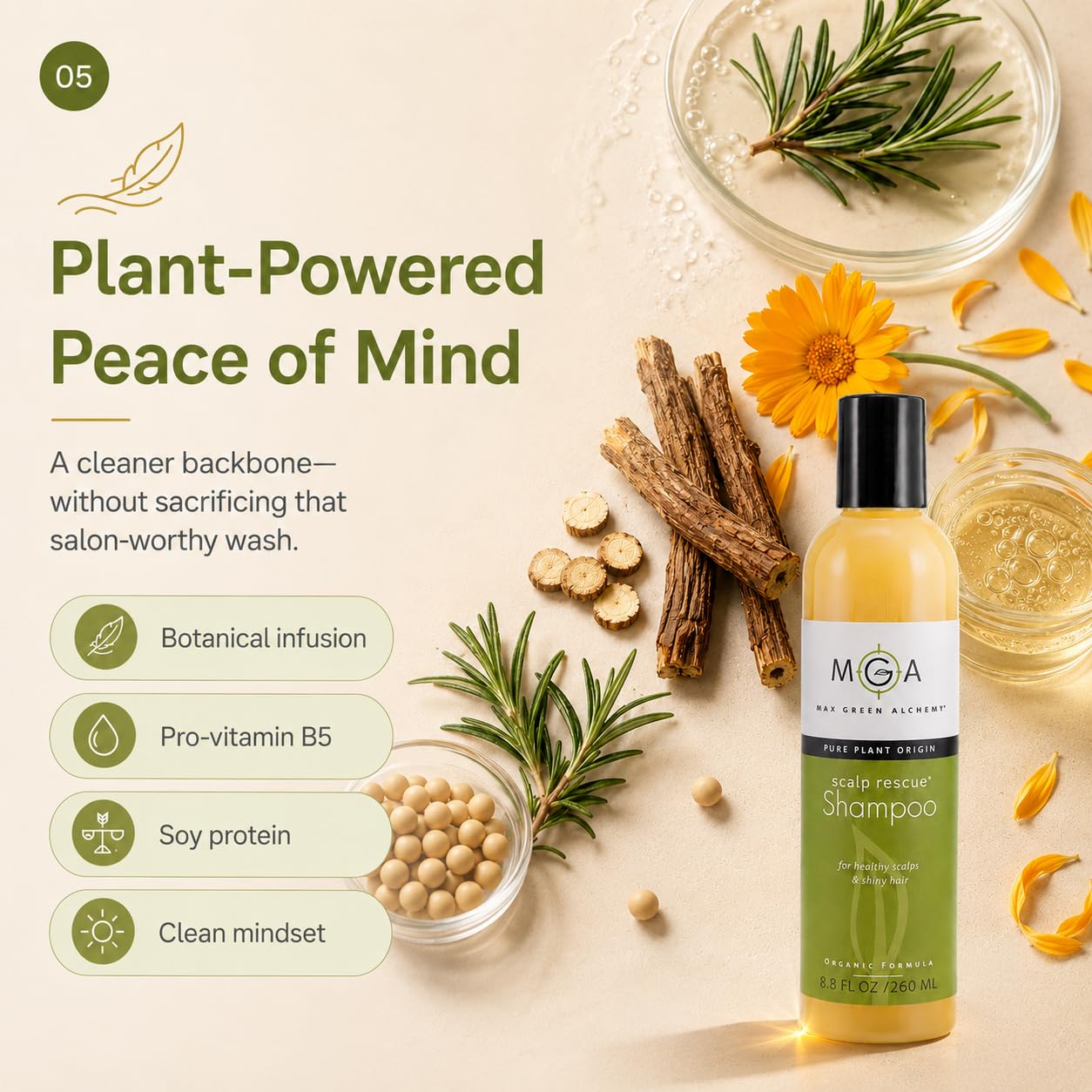 Max Green Alchemy ingredient label highlighting botanical extract benefits