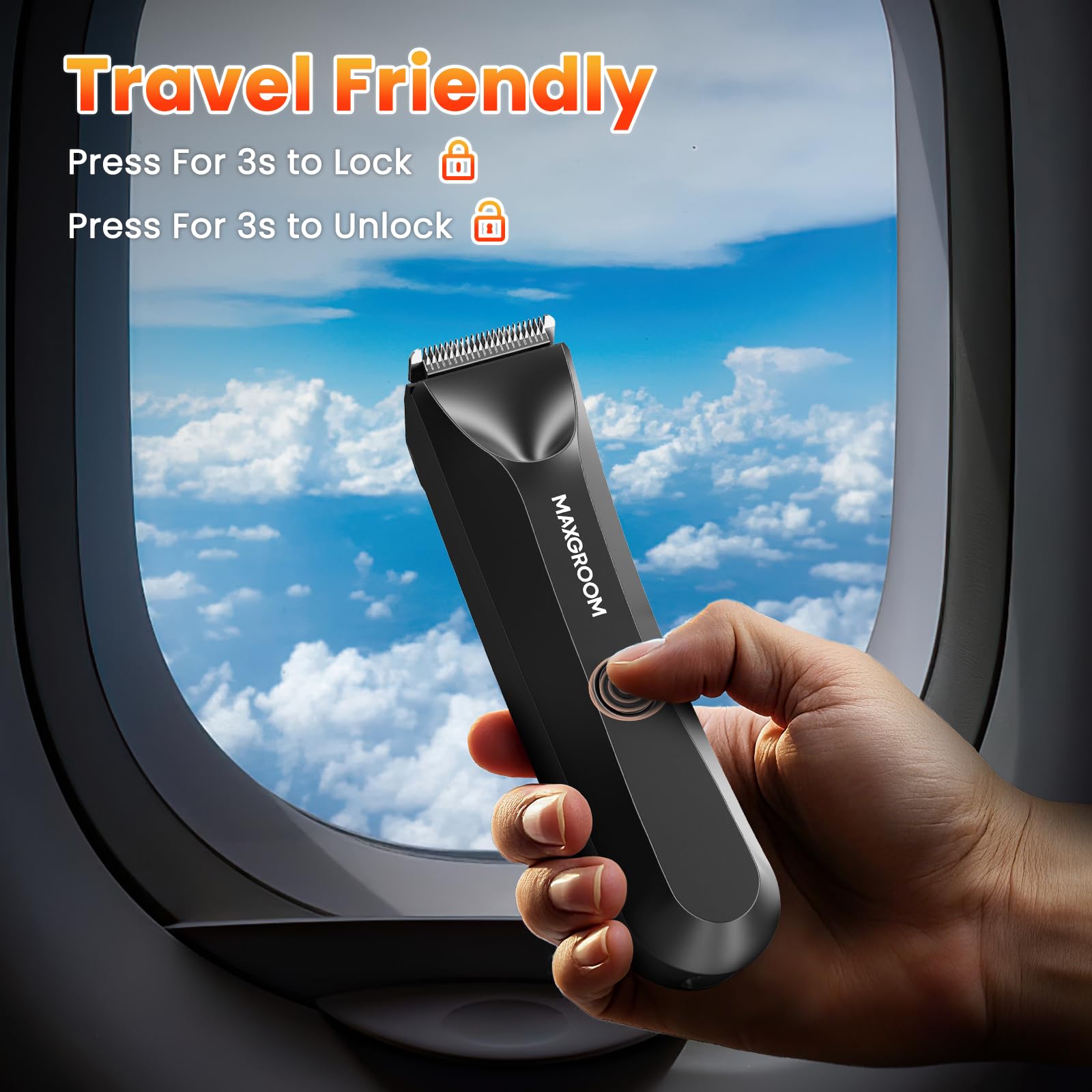 MAXGROOM stored in travel pouch with accessories, organized travel benefit