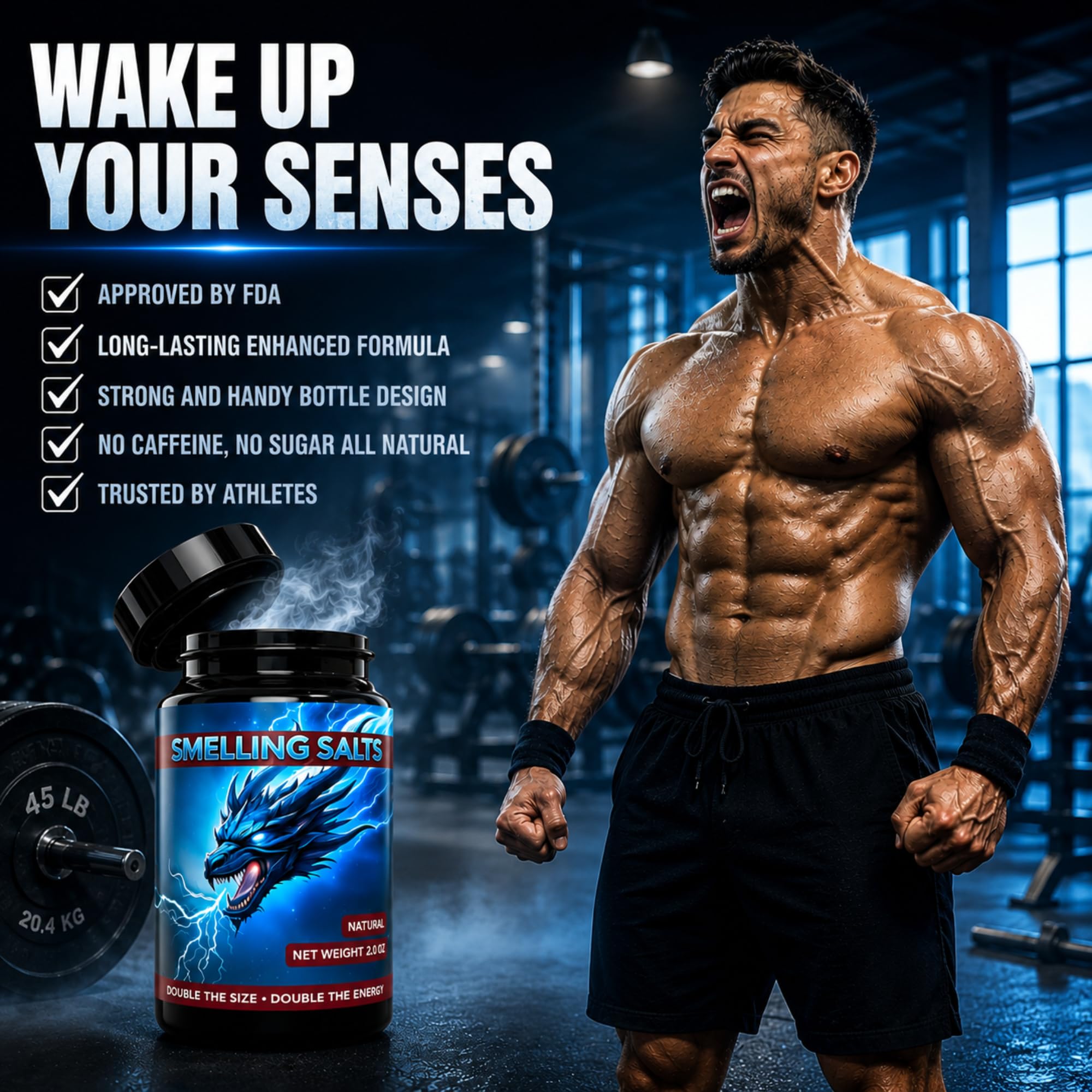 Athlete using MaxIgnite in gym showing fast pre-lift focus benefit