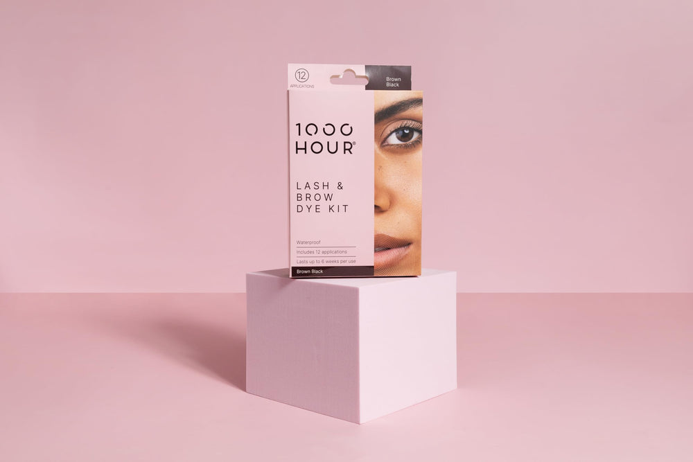 MaxRelief model wearing tinted brows for long-lasting polished look