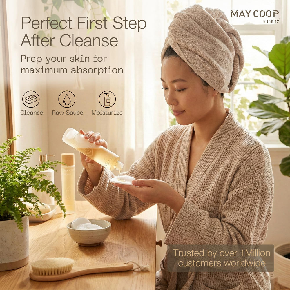 MAY COOP in bathroom routine setting illustrating calming daily use
