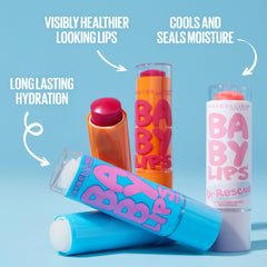 Maybelline Baby Lips Quenched tube close-up highlighting smooth balm finish for hydration