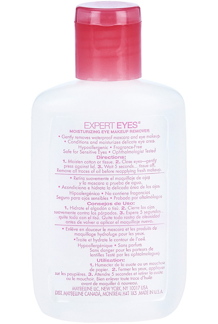 MAYBELLINE in-use image with cotton pad removing waterproof mascara for gentle cleansing
