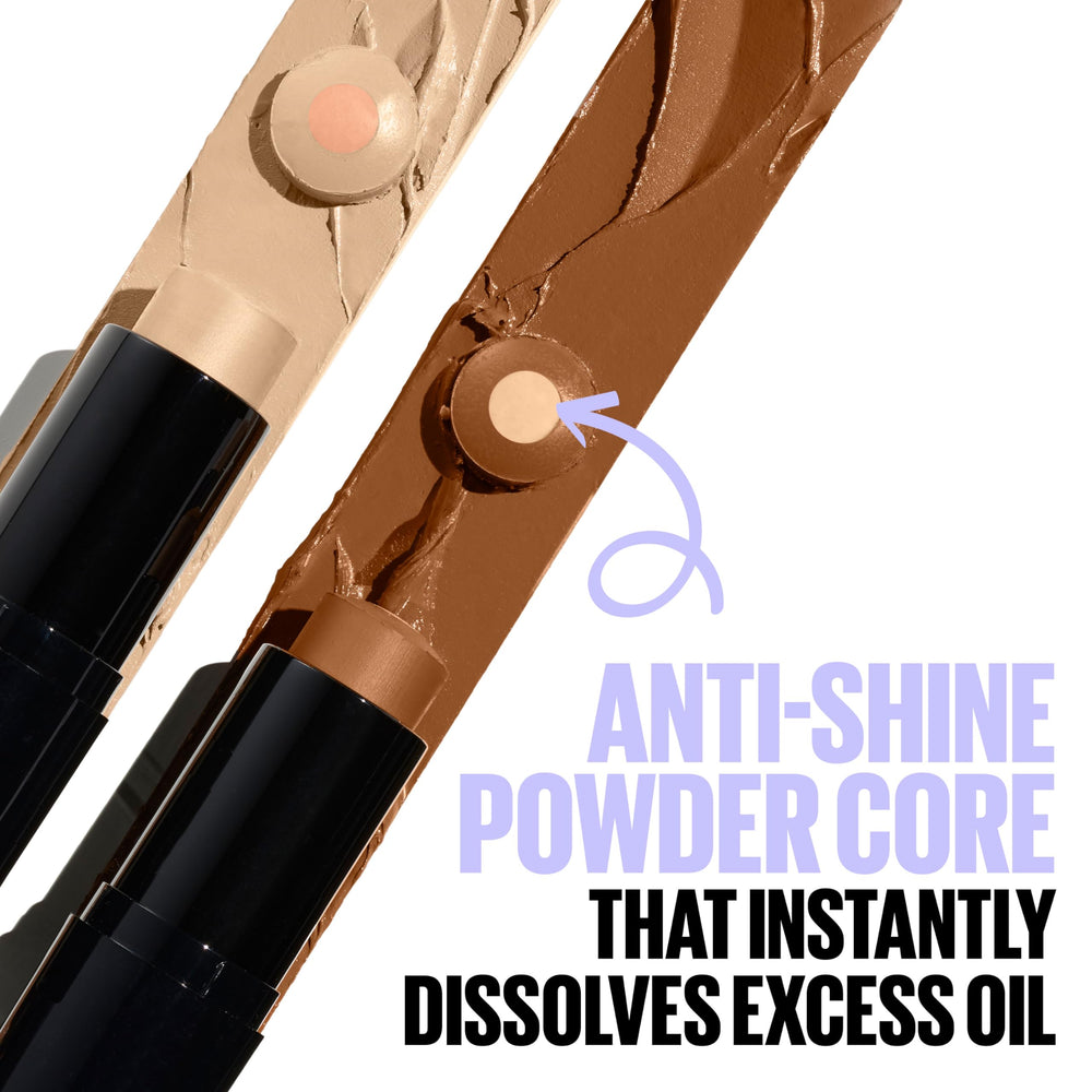 Before and after contour using Maybelline Fit Me stick showing subtle definition