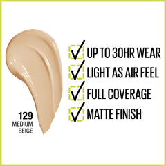 MAYBELLINE liquid foundation drop texture demonstrating smooth blendability