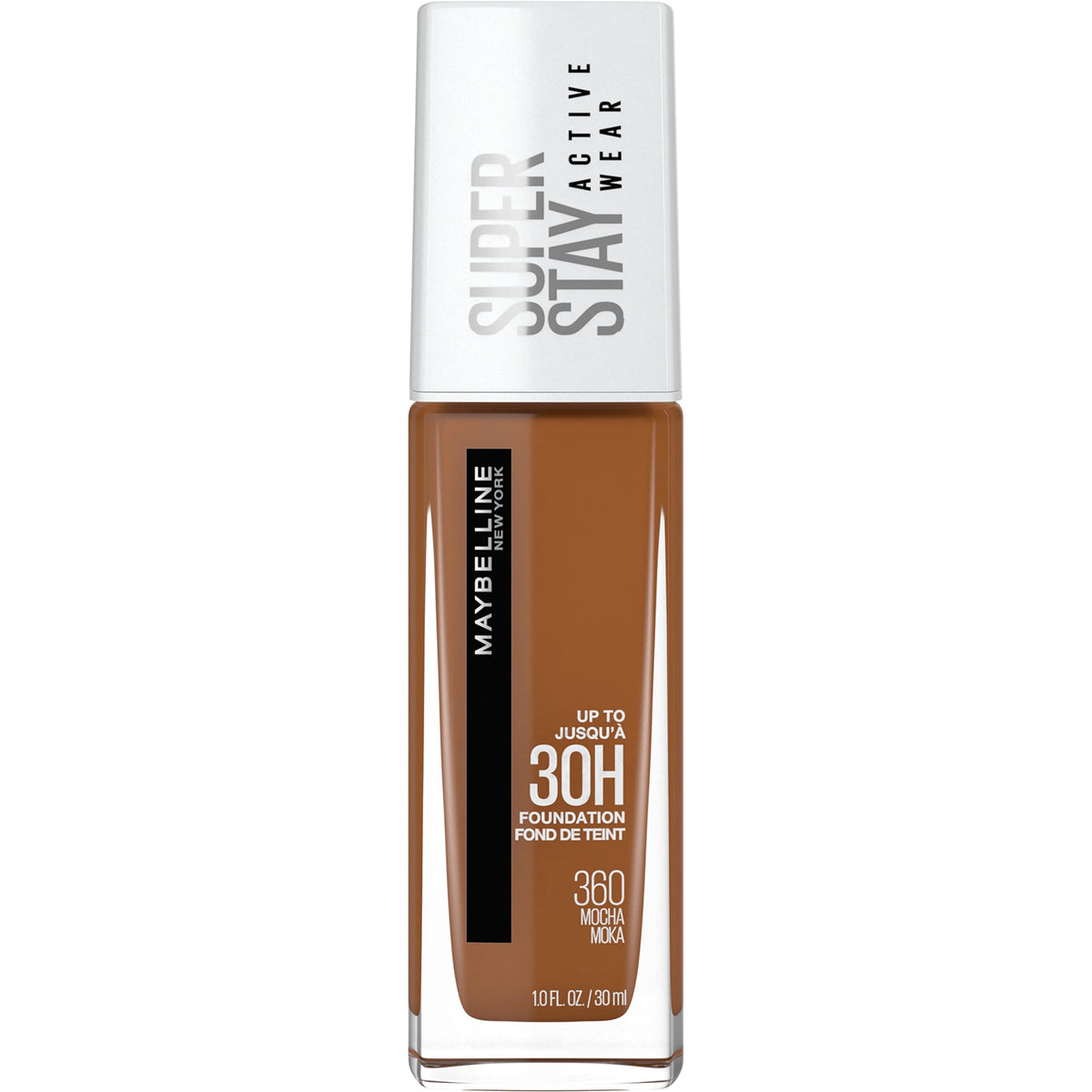 Maybelline front packaging showing bottle and label, clear product identity and benefit